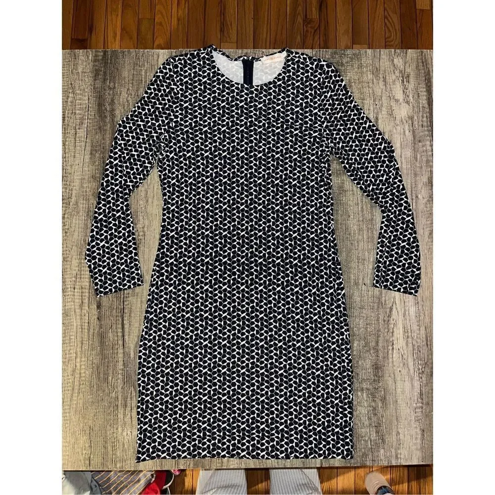 Tory Burch Terserra Navy White Geometric Print Dress Small